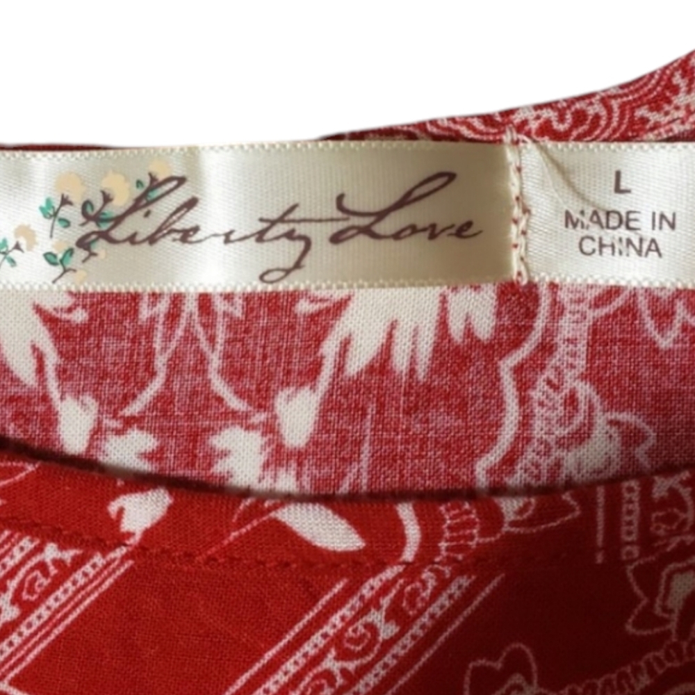 NWOT Liberty Love Boho Tank Top Red White Crochet Hem - Picture 8 of 8